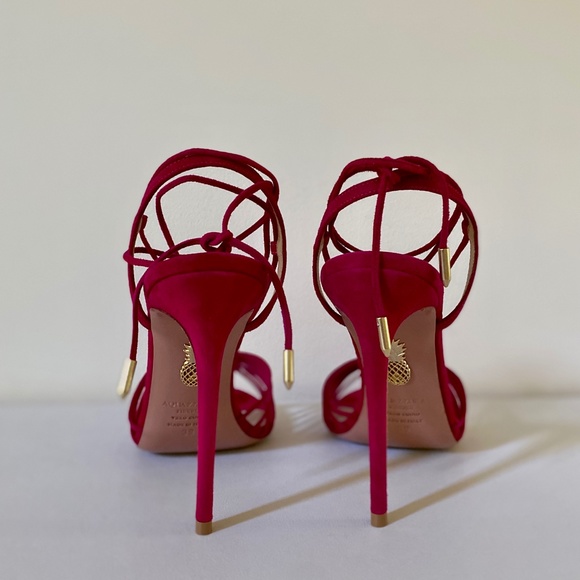 Aquazzura Magenta Suede Whisper Sandal 105 NIB Sz US9 / IT39 - Picture 9 of 15